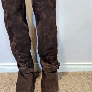 Ladies, Aldo, Dark Brown Suede Upper, Winter Boots, Size 8